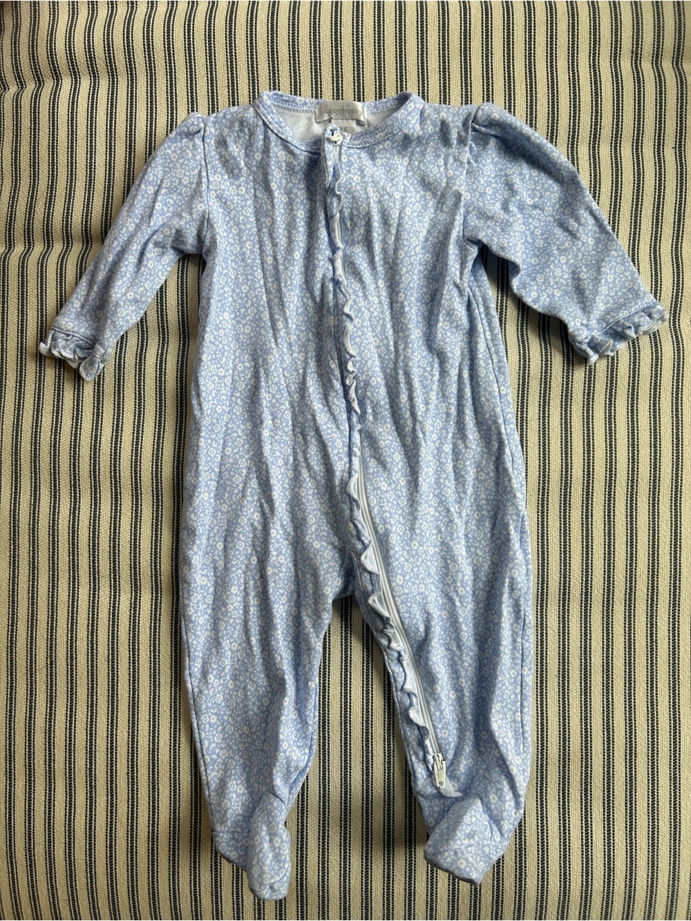 Kissy Kissy Light Blue Floral Footed One-Piece